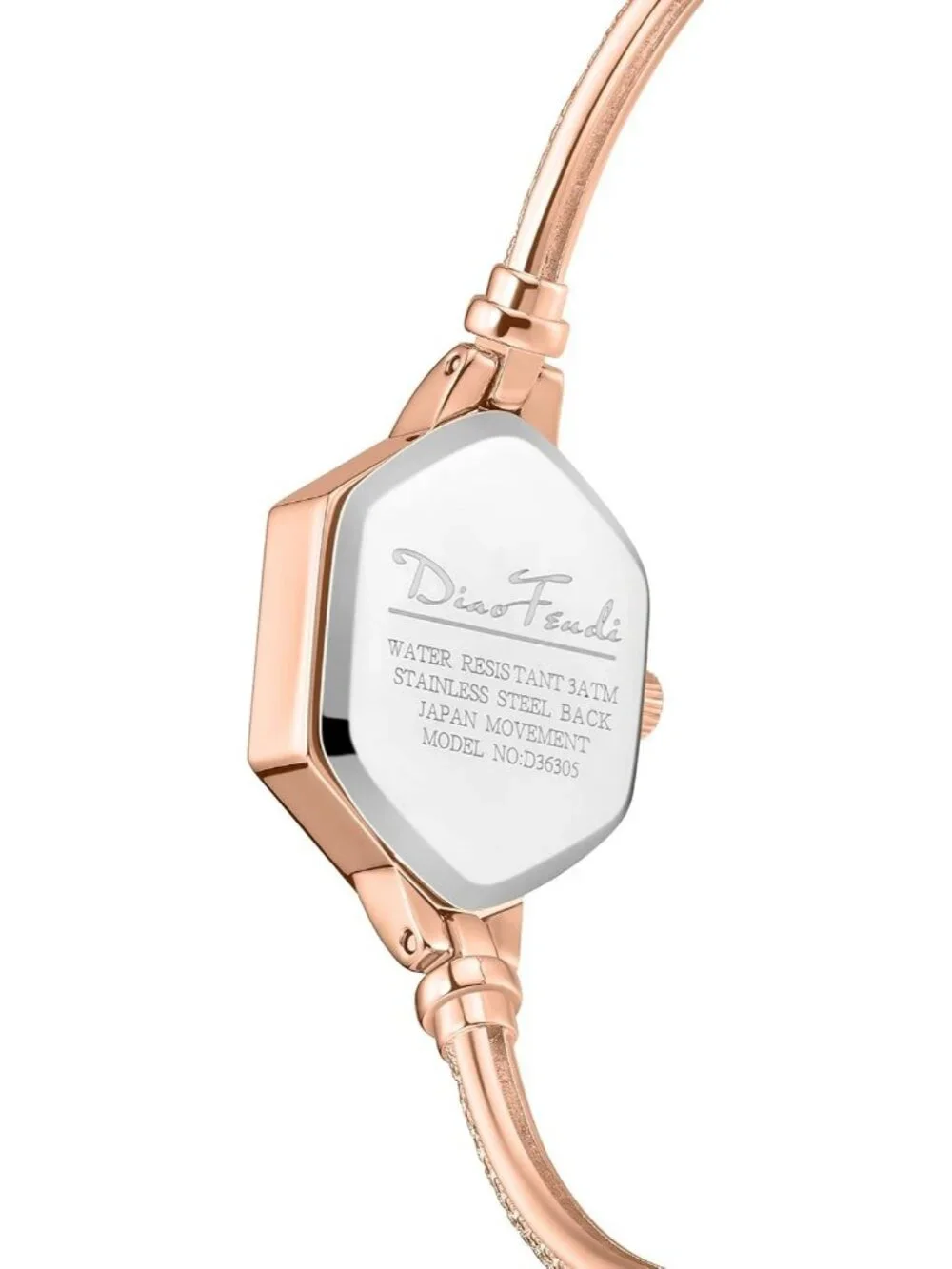 Women's Rose Gold Shell - White Diamond Dress Analog Hexagonal Bracelet Watch